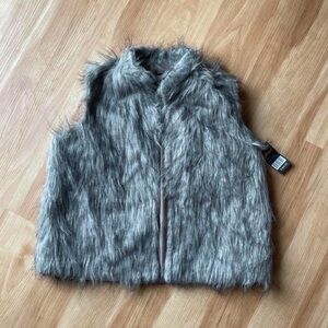 Grey Faux Fur Vest